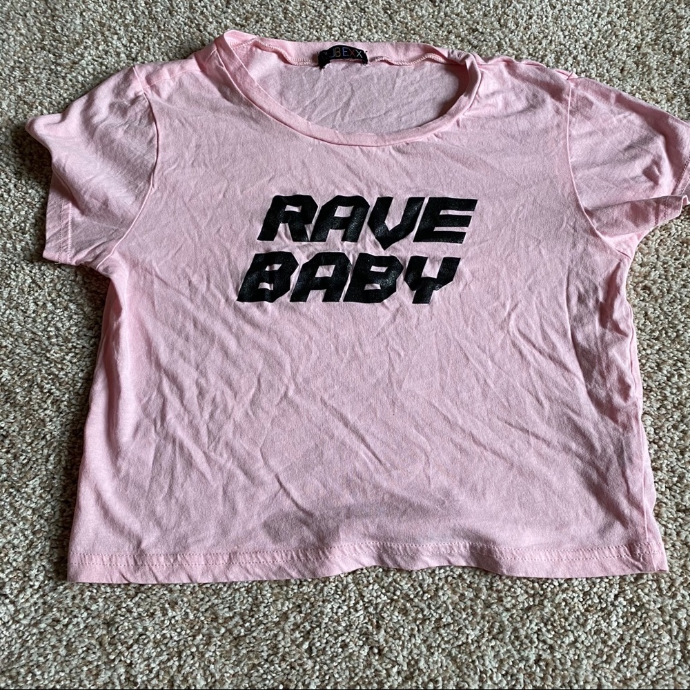 Dolls Kill Pink Rave Baby Shirt